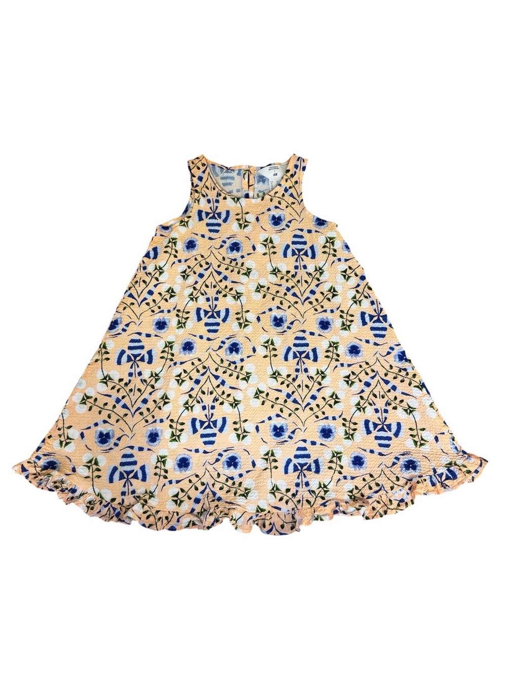 H&M X Georgia Beaumont Peach Blue Floral Girls Dress Size 6X - Picture 8 of 8